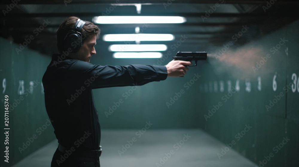 A shooter on a range lane